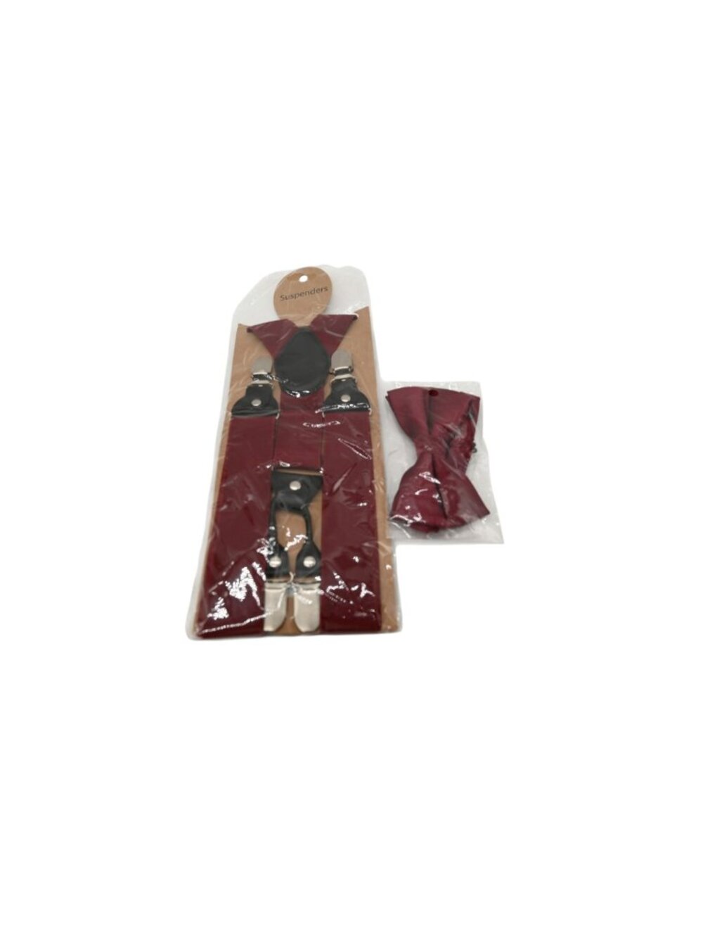 NWOT Unbranded Suspenders & Bow Tie Set Sz OSFM Burgundy Tuxedo Accessories